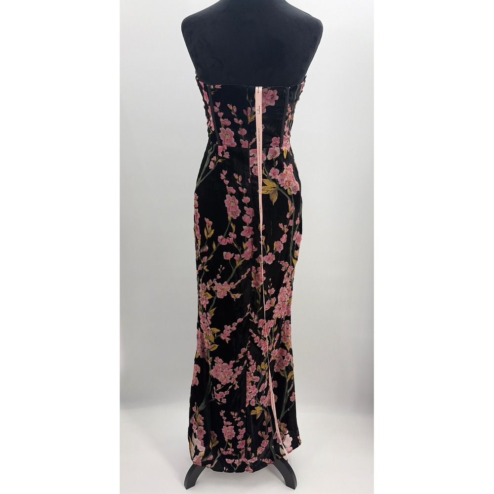 Lulus Luxurious Allure Black Floral Burnout Velvet Strapless Maxi Dress Small NW - Picture 7 of 13